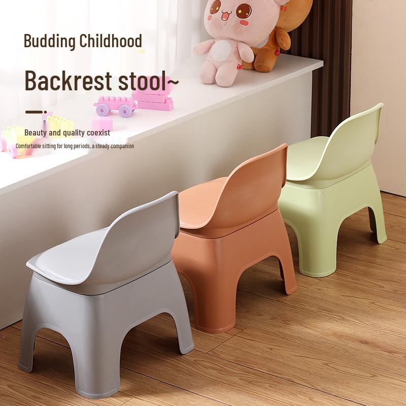Thickened Non-Slip Backrest Stool for Kids & Adults: Perfect for Bathrooms, Living Rooms, Showers, Kindergarten, and Shoe Changing Areas.
