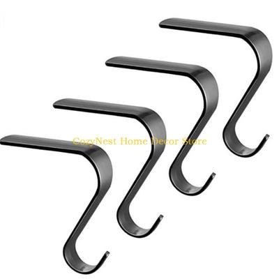92MF Christmas Stocking Hangers Metal Hanging Hooks for Fireplaces Accessories Mantel Ornaments Holders Party Supplies