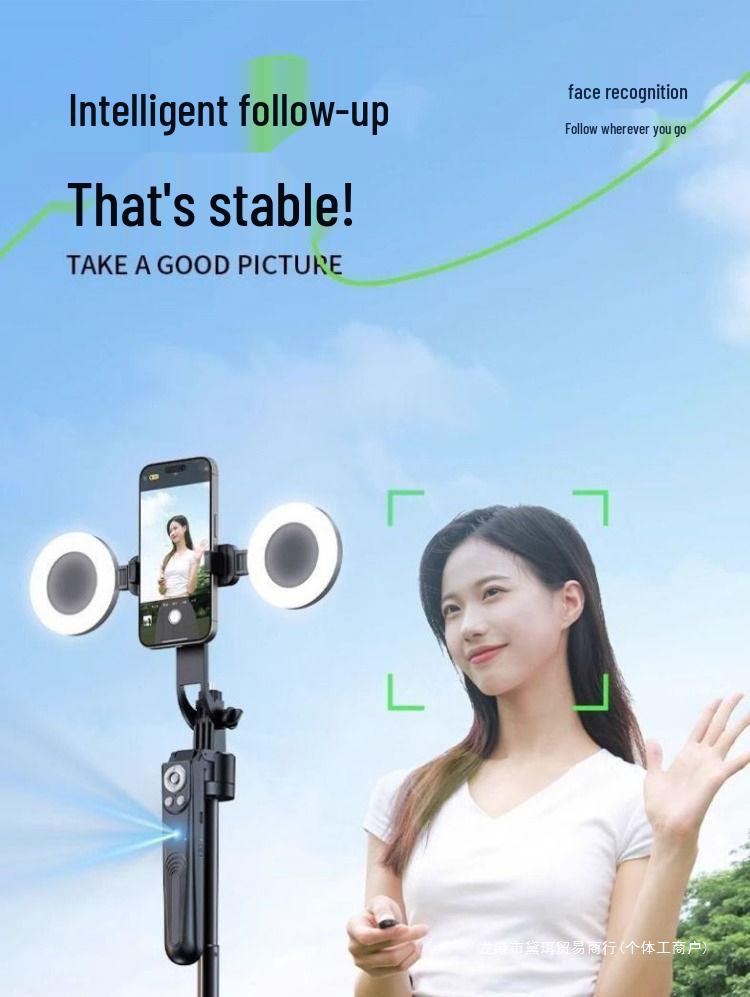 AI-Powered 360° Rotating Selfie Stick and Mobile Phone Stand with Face Tracking