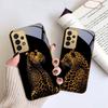 leopard background black For Samsung A 01 52S A04 A05S A10 A12 13 22 23 24 36 42 M02 Note 10 20Ultra 8 9 Golden glass phone case