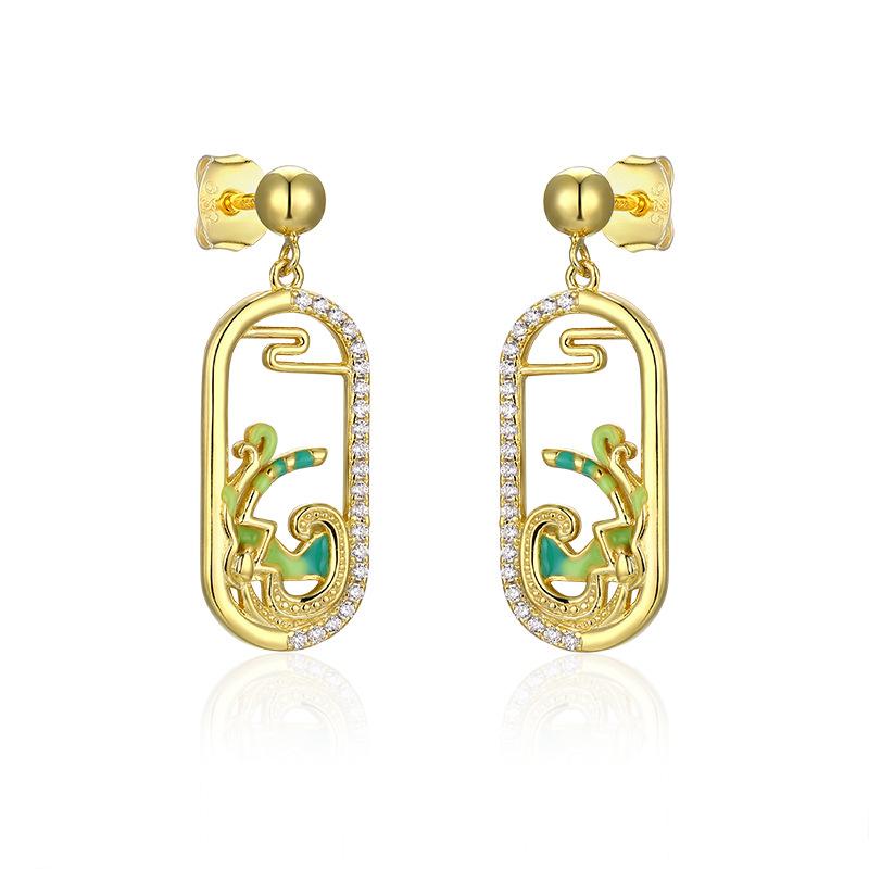 Earrings 925 Silver Versatile Dunhuang Chinese Style Girlfriend Birthday Gift Chinese Earrings 925 silver