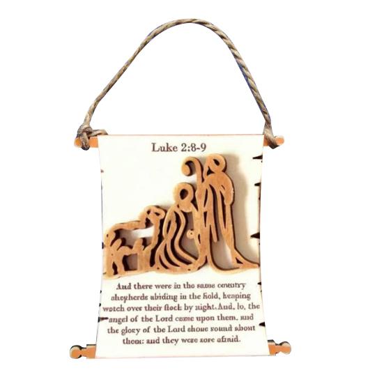 Nativity Advent Scroll Ornament Wooden Laser-Cut Hanging Decor with 24-Day Bible Verses Religious Christmas Countdown Calendar