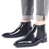 Brand Men's Boots Fashion Pointed Business Boots High Quality Patent Leather Ankle Booties Men Chelsea Boots Dress Leather Botas