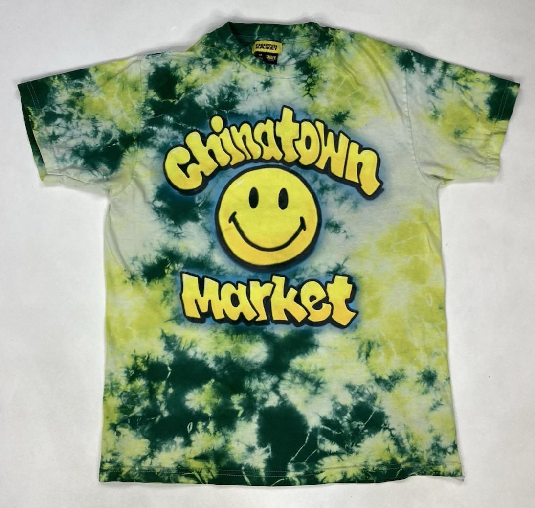 Chinatown Market Smiley Graphic T-shirt Men Medium Green Yellow Tie Dye S