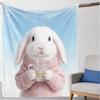 1pc Vintage French Bulldog with Coffee Print Flannel Throw Blanket - Cozy Soft Polyester Knitted Blanket for Sofa,Nap Blanket