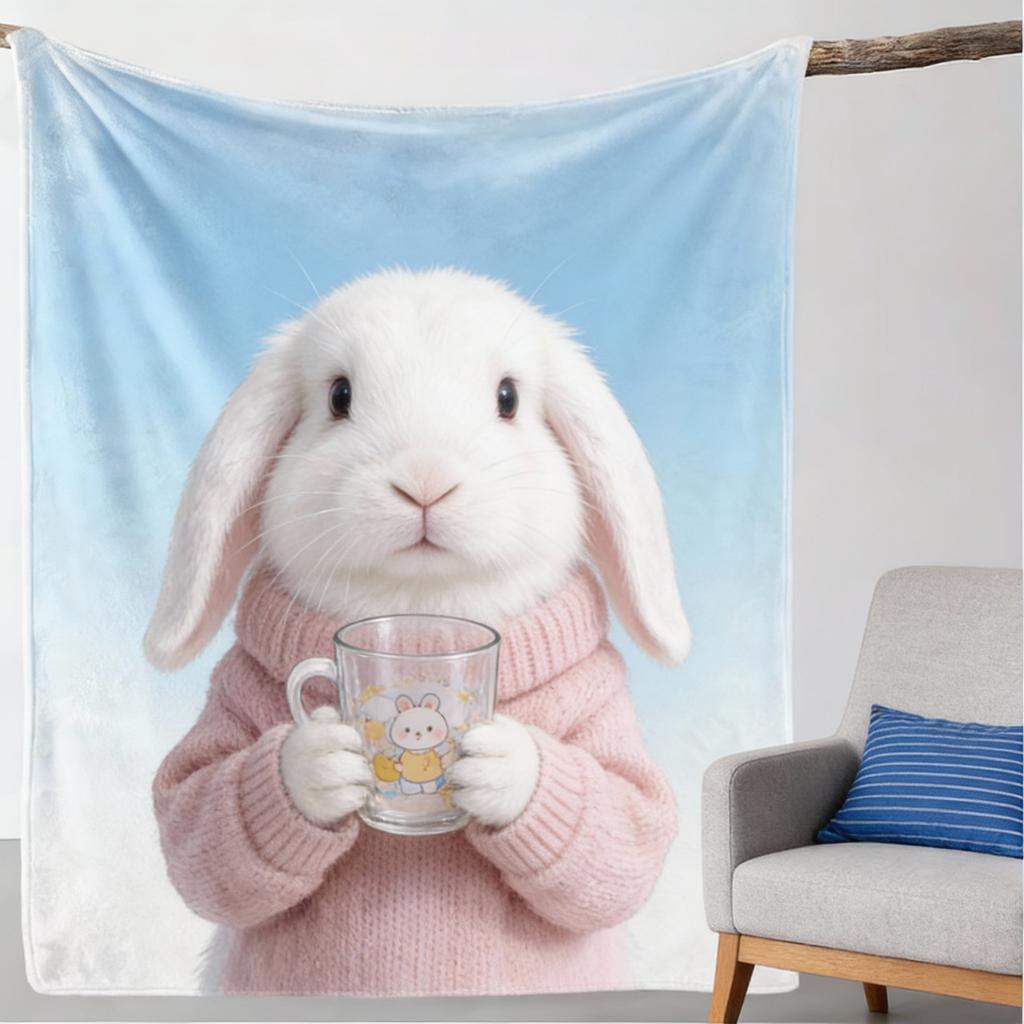 1pc Vintage French Bulldog with Coffee Print Flannel Throw Blanket - Cozy Soft Polyester Knitted Blanket for Sofa,Nap Blanket