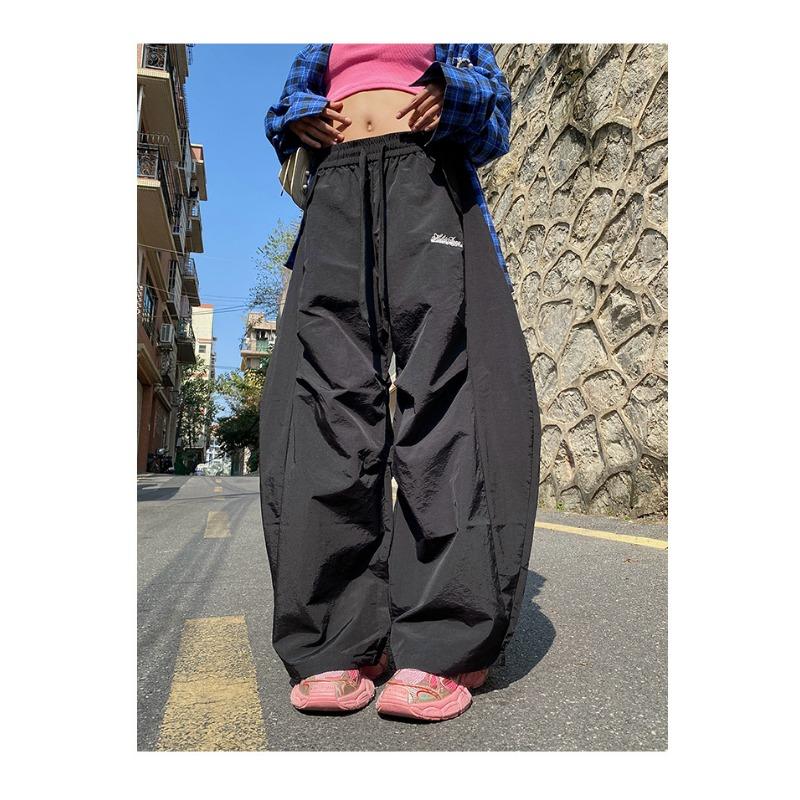 

Color dopamine scimitar pants couple quick-drying pants paratrooper casual sports pleated pants dancing trousers 2XL чёрный