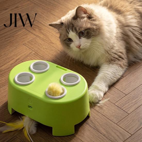 Giocattolo Interattivo con Piume per Gatti, Whack a Mole con Giocattoli per Famiglie Multiple, 3 Modalità, Ricaricabile, Automatico, per Gattini e Gatti Annoiati in Casa