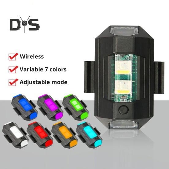 2 Stück LED-Blitzlichter für Drohnen, 7 Farben, wiederaufladbar über USB, Warnlicht für Flugzeuge, Reiten, fliegende Antikollisions-Rücklichter für Flugzeuge und Motorräder