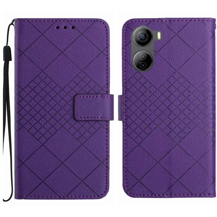 

HT06 для ZTE Libero 5G IV чехол PU кожа + TPU личи текстура телефон подставка чехол