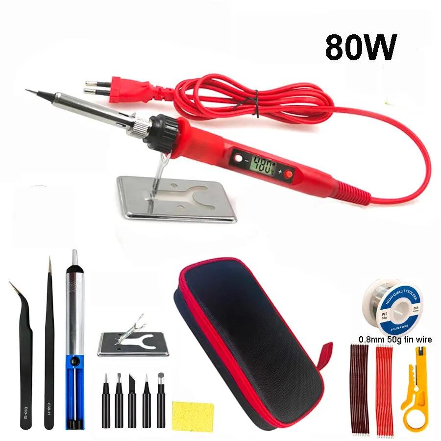 80W Digital Soldering Iron Kit Adjustable Temperature Welding Pen With Lcd Display For Home Repair And Maintenance Tools