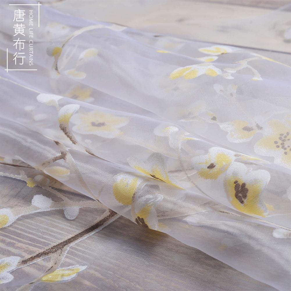 Polyester Jacquard Floral Print Transparent Curtain Window Screen Household Decoration