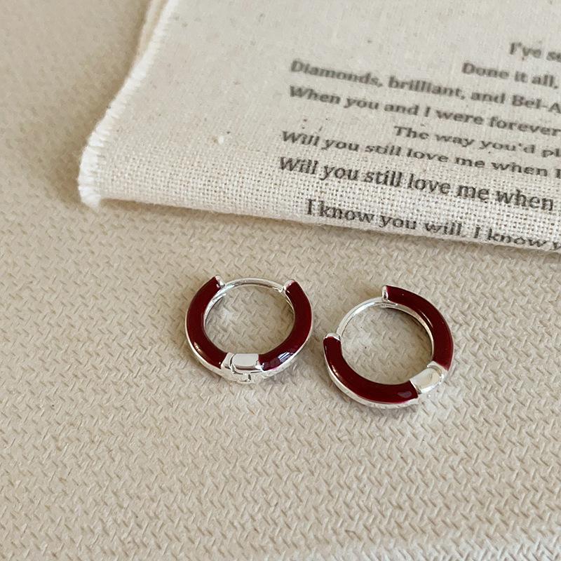 

Ancola Red Drip Oil Geometric Metal Stud Earrings - Women s Unique Fashion Statement