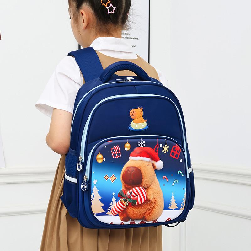 Themed Christmas Cute Capybara Print Children Backpack For Daily Outdoor