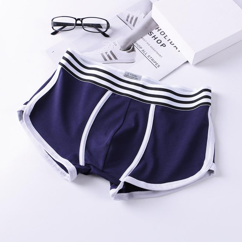 Men's Pure Cotton Boxer Briefs: Solid Color Trendy Sports Trunks