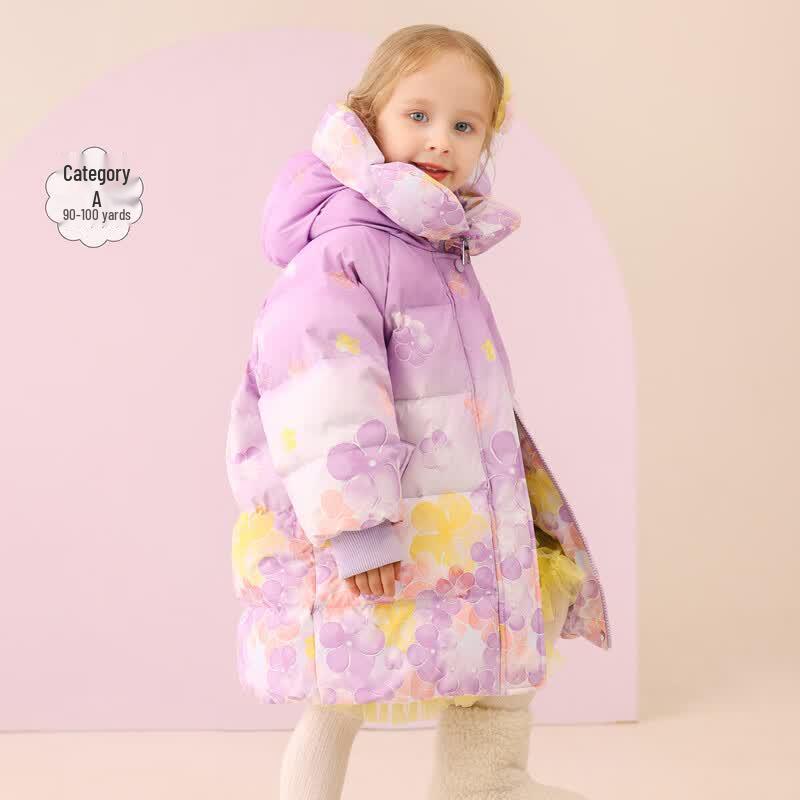 Yaya Girls' 2025 Winter Mid-Length Down Jacket