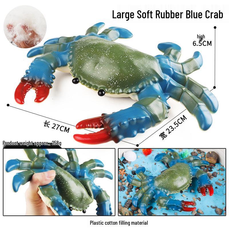 Soft Rubber Marine Animal Model: Blue & Hairy Crab Educational Toy for Kids