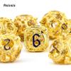 7 Pcs Golden Black Circular Dragon Metal Dice Hollow Metal Polyhedral Dice Suitable for Role-Playing RPG  Board Game Card Game