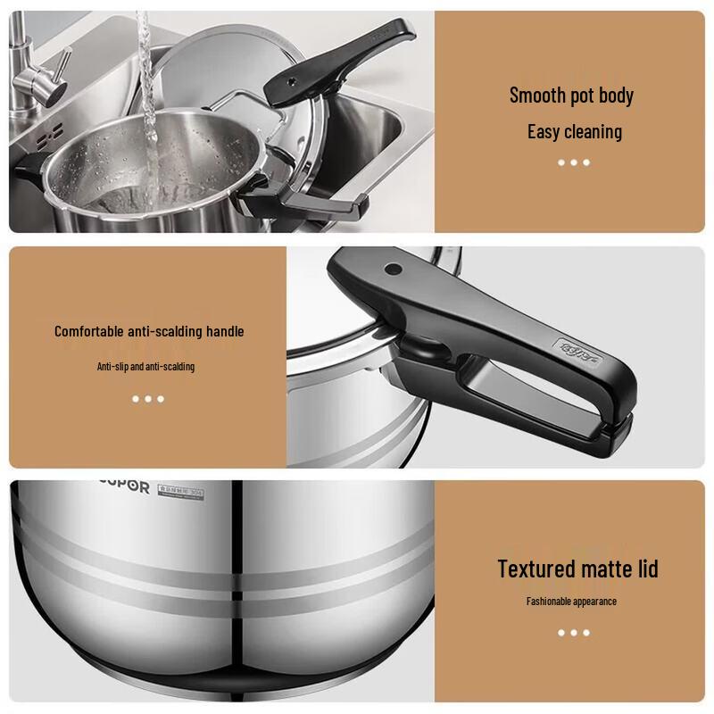 SUPOR 5.2L 304 Stainless Steel Pressure Cooker