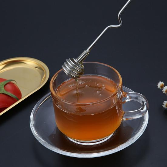 Stainless Steel Honey Dipper Honey Stirrer Multi-Purpose Mixing Spoon for Tea Cocktails Honey Stirring Rod for Syrup Jam Drinks