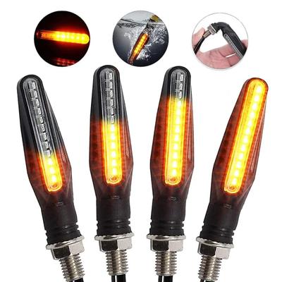 2/4PC Motocyklowe światło kierunkowskazu 12V LED migacz tylny płynąca woda migacz IP68 wodoodporny giętki motocyklowe światło migające