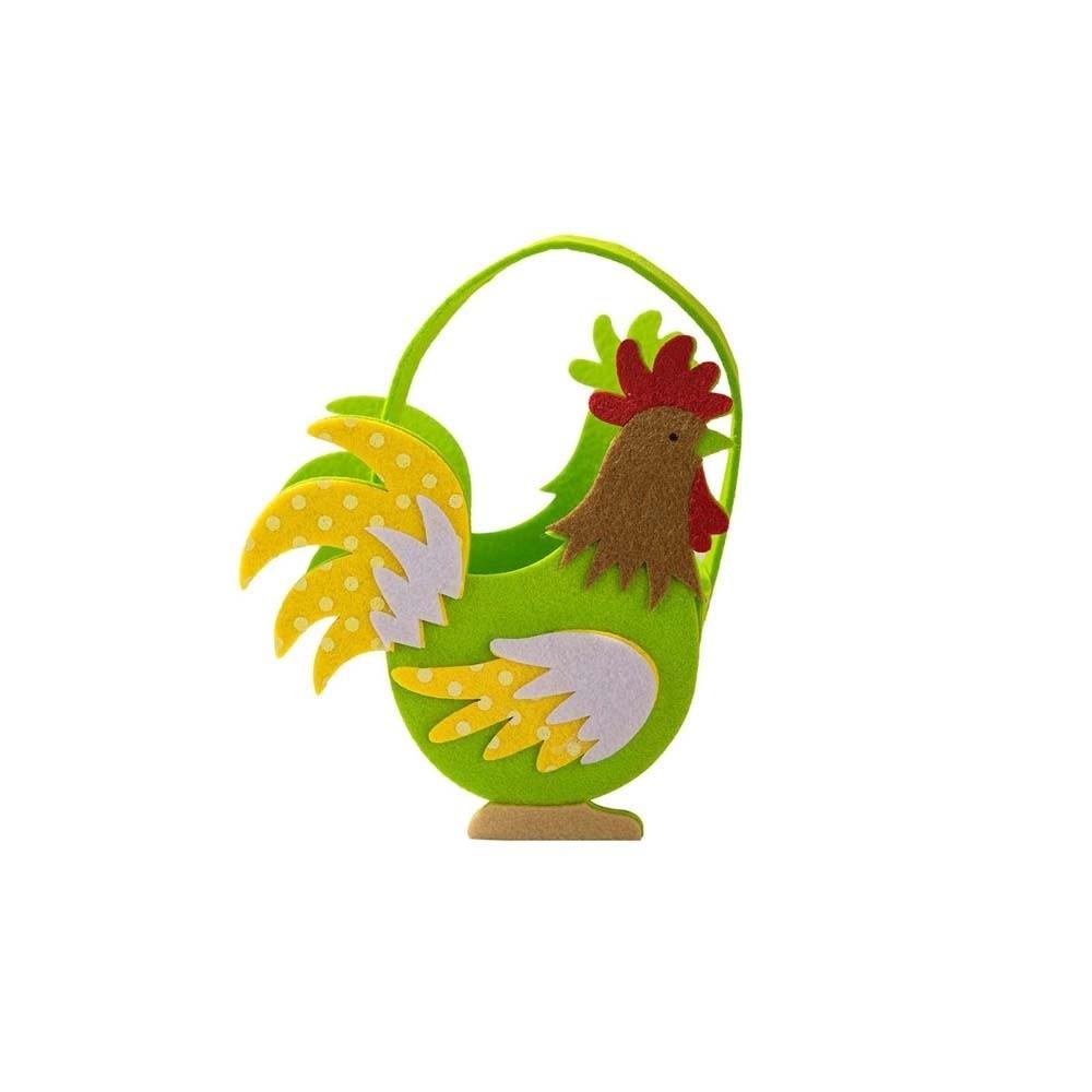Cartoon Cock Felt Chicken Basket Cut Easter Storage Case Rooster Candy Box Wedding Ornaments