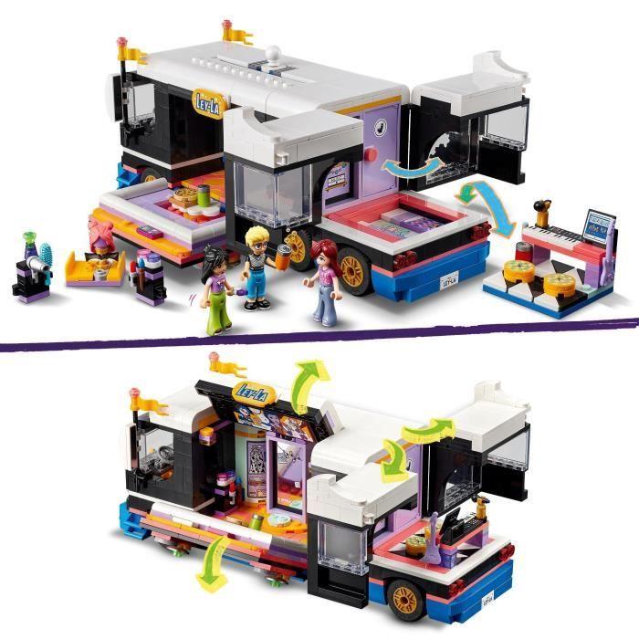 Lego® 42619 friends le tourbus de la star de la pop, jouet musical avec 4 mini-poupées, cadeau pour enfants dès 8 ans