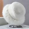 Solid Color Faux Fur Bucket Hat Imitation Fur Luxury Plush Hat Fluffy Fur Fisherman Hat  Winter
