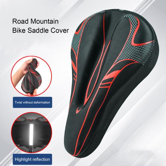 Bike Cushion Cover Reflective Ergonomic High Elasticity Non-slip Sponge Filling Soft Road Bike Seat Cover Cycling Supplies