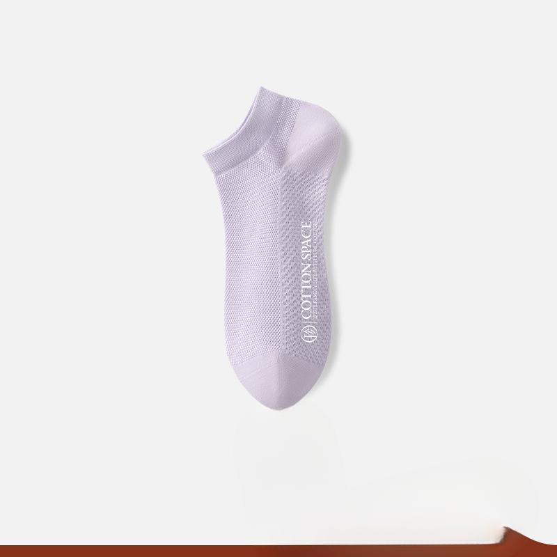 Women's Summer Thin Cotton Sweat Absorbing Mesh Student Boneless Boat Socks