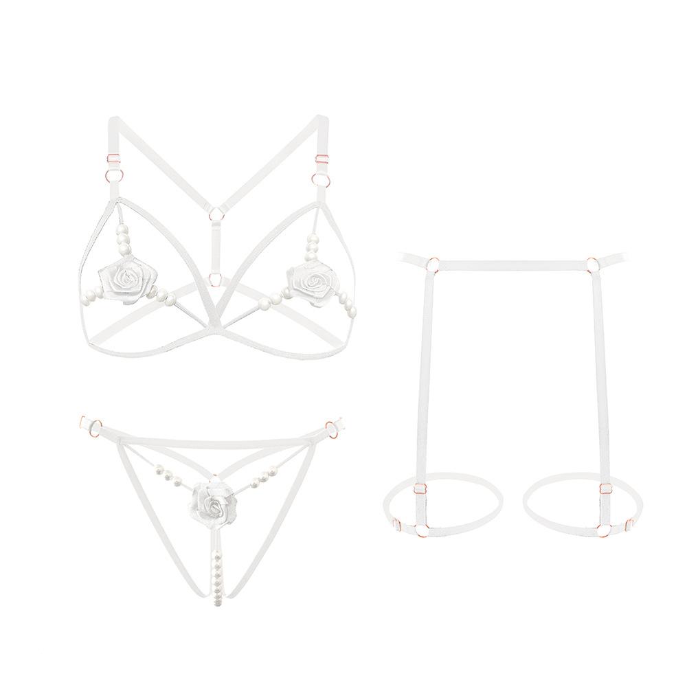 2 Piece Set Sexy Interesting Underwear Set for Women Solid Color Lace See-through Bra Exotic Sexy Lingerie Set Erotic Costume