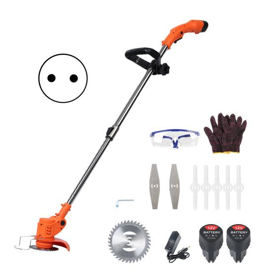 Weed Eater Electric Weed Mower Cordless Trimmer Telescopic Rod Home Weed Eater Cutter Rechargeable Handheld Lawn Mower with 2 Batteries (12V 2.0Ah)