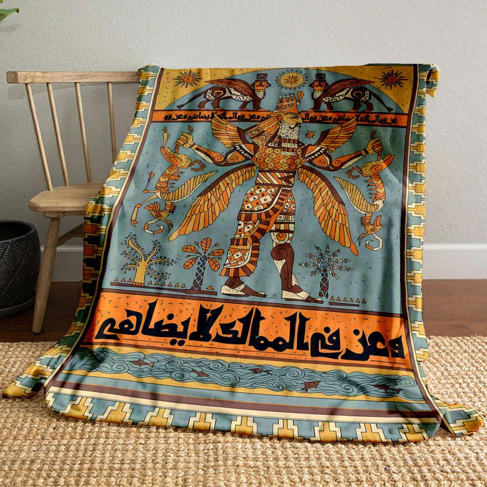 

Mesopotamian Winged Deity Blanket bedroom Blanket for Livingroom Couch lunch break Soft throw for Friend s festival Gift 80cm x 120cm