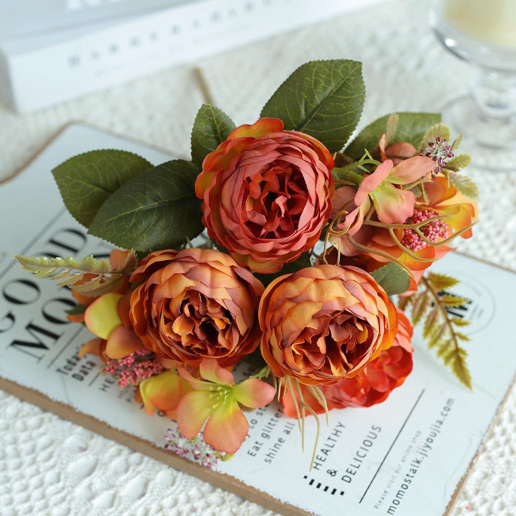 1/3PCS Artificial Flowers Wedding Party Home Bedroom Decorations Bridal Bouquets Garden Fake Silk Peony Hydrangeas Vase Outdoor