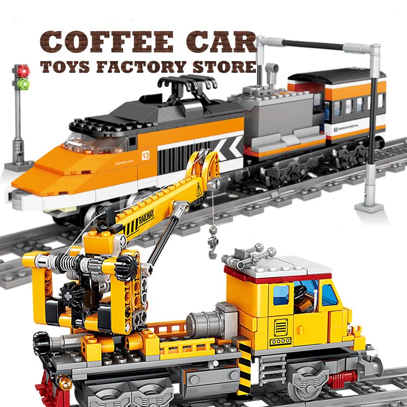Technical City Power MOC Train Bricks 3D Model Railway Track Locomotive Building Blocks Subway Car Children Toys Christmas Gifts