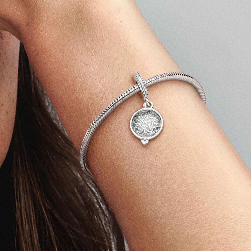 Colgante de plata S925 con forma de estrella asimétrica brillante, compatible con pulseras originales, ideal como regalo de cumpleaños para mujer.
