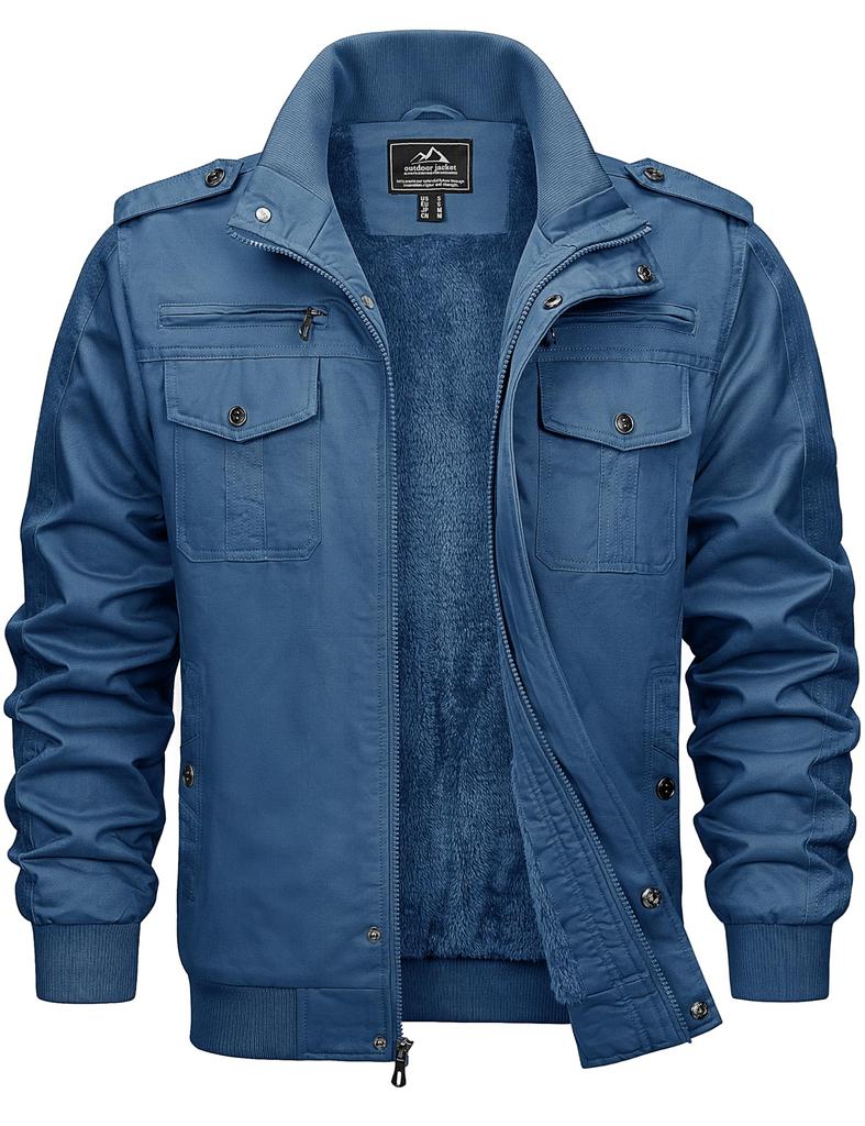 KEFITEVD Winter Motorcycle Windproof and Workwear Stylish Warm and Thermal Mod Coat with and Fleece Dark Size 3XL Men's Jacket, Cold-Resistant,