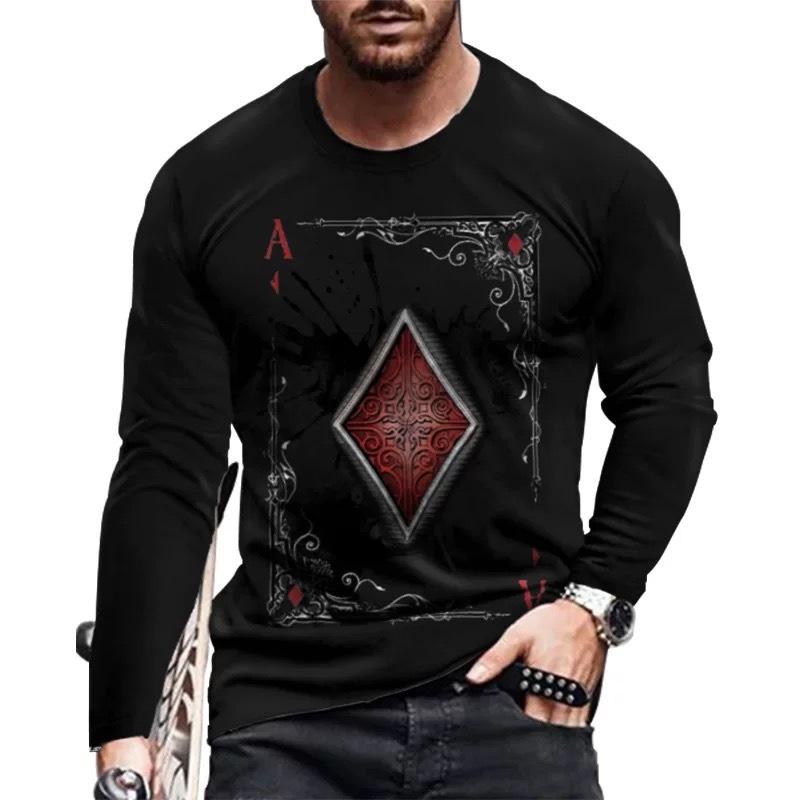 Men'S T-Shirt 3D Digital Printing Outer Wear With Long-Sleeved Casual Top