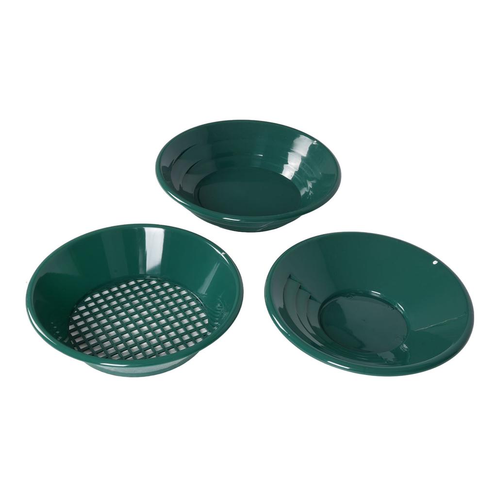Gold Panning Kit 14 and 15 Inch Round Pan 13.8 Inch Sieve Outdoor Gold Prospecting Collection Tools Green