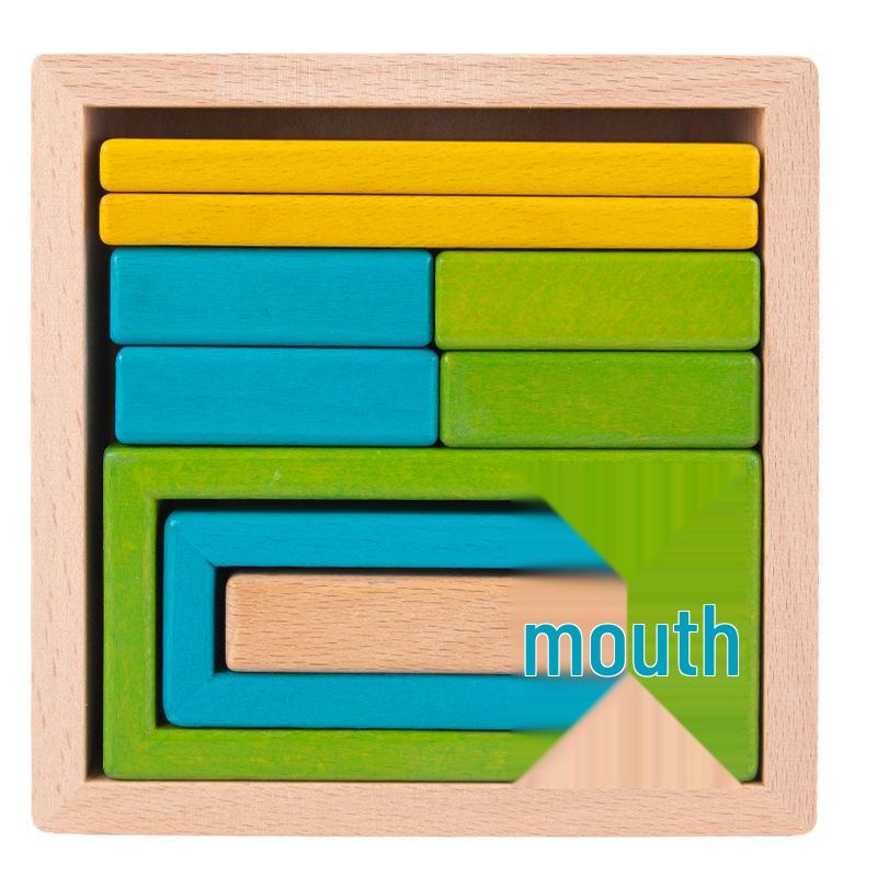 Beechwood Rainbow Stacking Blocks: Educational Toy for Color and Shape Recognition in Kindergarten Children