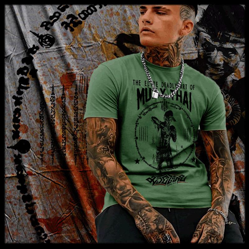 

Muay Thai T-shirt Thai boxing Sak Yant Tattoo Thai Boxer Thailand elbow strike 4XL