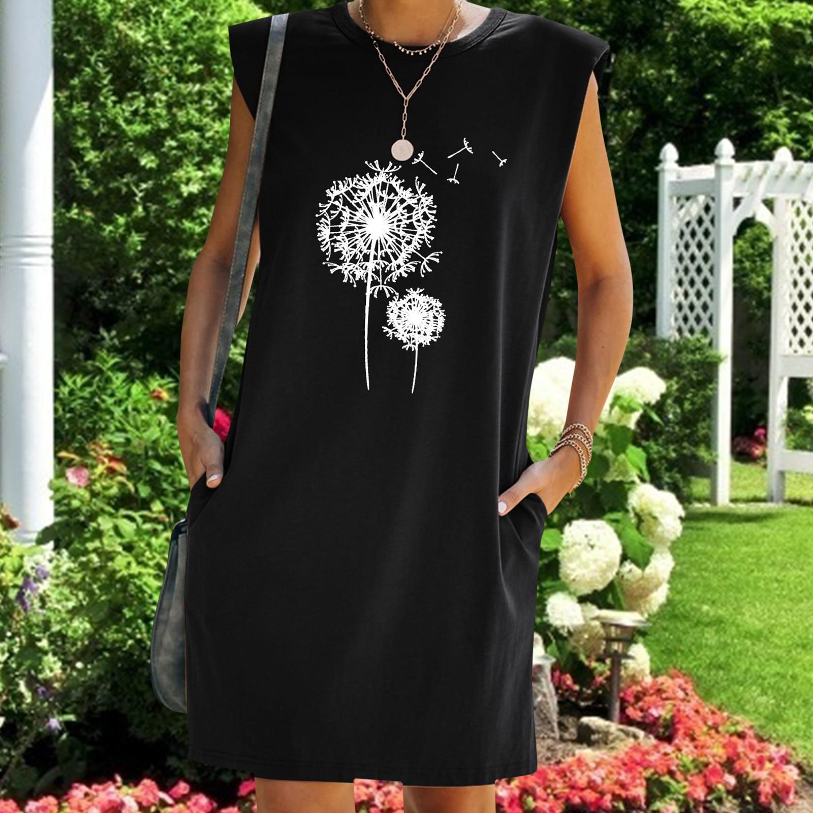 

Женская мода повседневное короткое платье без рукавов с принтом для выпускного вечера XXL чёрный