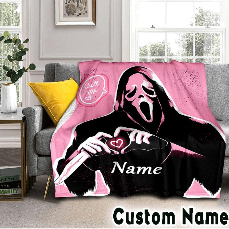 Custom NameHorror Characters Blanket Flannel Throw for Sofa, Indoor, Camping, Living Room, Office, Chair, And Bed Soft Birthday Christmas Gift