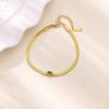 Flat Snake Chain Bracelets 18K Gold Plated 304 Stainless Steel & Rhinestone Women's Birthstone Stylish Gift Jewelry 16cm Long