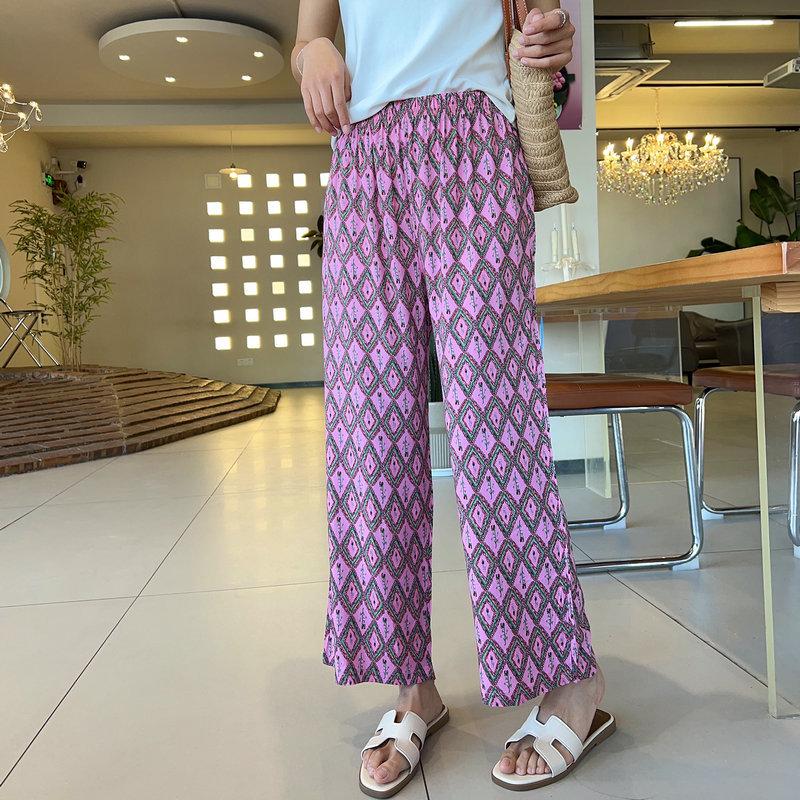 Women's Loungewear: Cotton Silk Loose Wide-Leg Pajamas - Summer Casual Trousers, Wearable Outdoors
