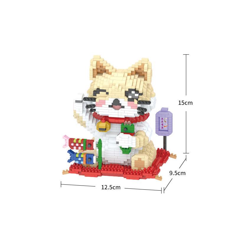New Year Gifts Lovely Cartoon Micro Diamond Block Fortune Lucky Cat Building Brick Assemble Nanobricks Education Toys For Gifts