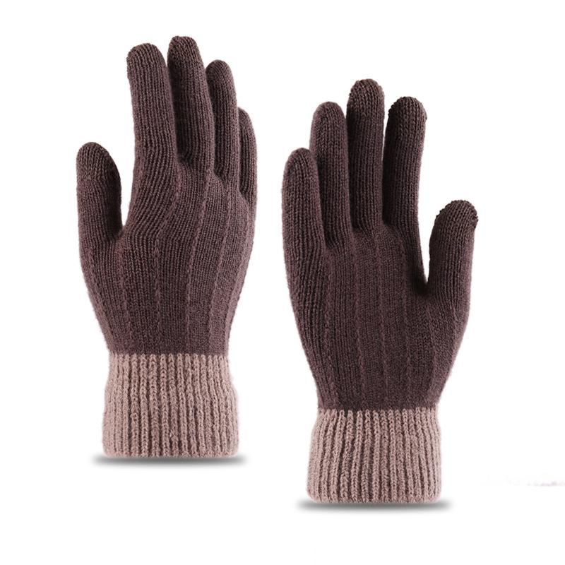 

Вязаные перчатки для сенсорных экранов для зимней езды на велосипеде Утолщенный бархат для тепла и защиты от холода Перчатки для пальцев для тепла и изоляции коричневый