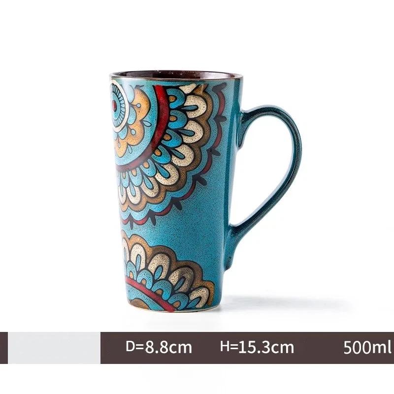 

Nordic Style Large Ceramic Mug with Spoon and Lid – Creative & Personalized Coffee Cup Blue