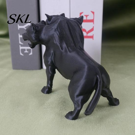 Mythical Dog Sculpture 3D Printed Three-Headed Figurine, 3 Heads Black Sculpture, PLA Ornament Horror Animal for Home Office Bookshelf Desktop