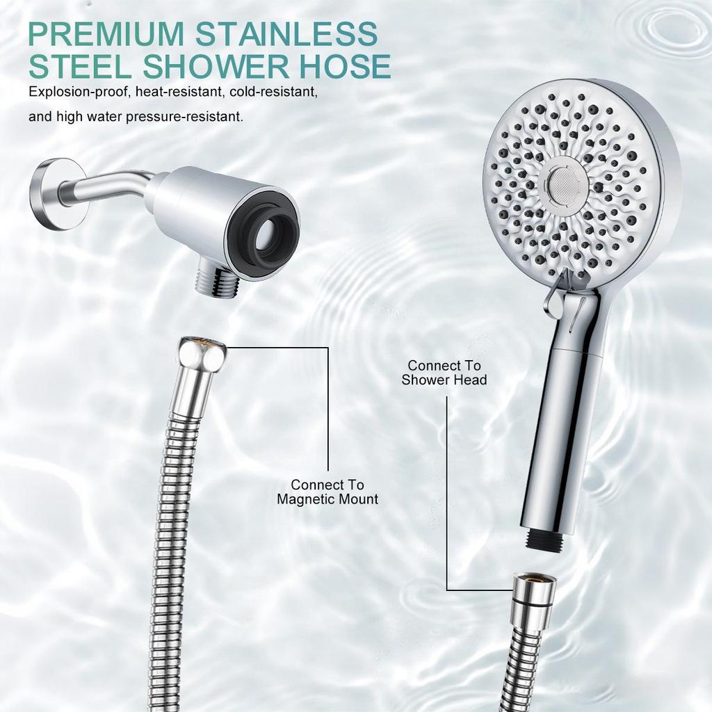 8-Mode Pressurized Filter Magnetic Shower Head Set